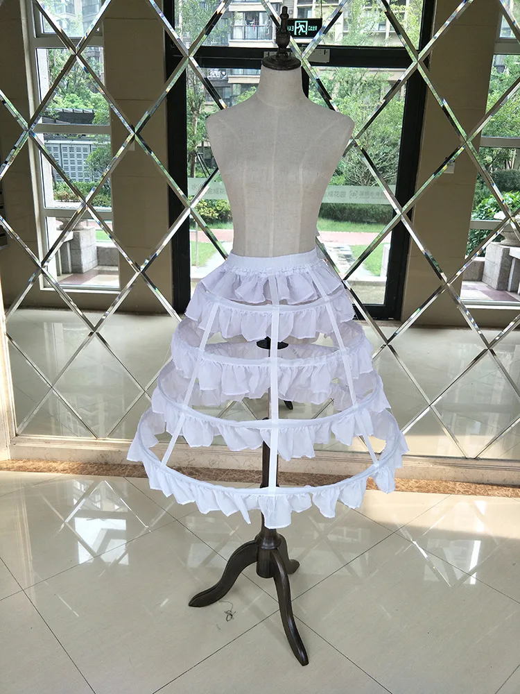 

Black or White 4 Hoops Short Petticoats for Wedding Lolita Woman Girl Underskirt Crinoline Fluffy Pettycoat Hoop Skirt