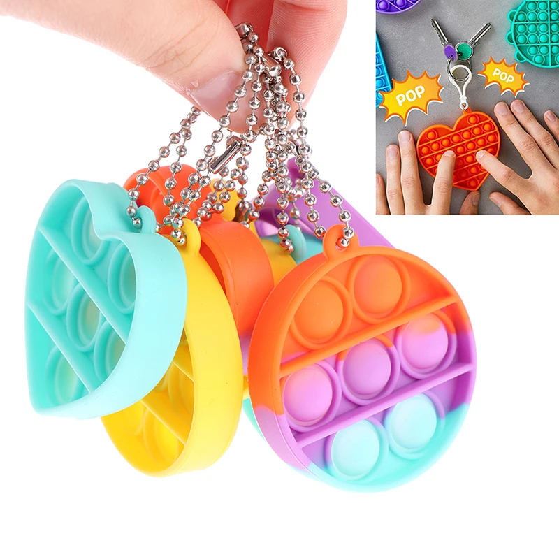 

NEW Push Pop Bubble Sensory Keychain Autism Needs Squishy Stress Reliever Toy Adult Child Funny Popit Fidget Toy Reliever Stress