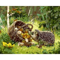hedgehog diy digital painting abstract animal modern wall art picture canvas painting home decoration 40x50 cm