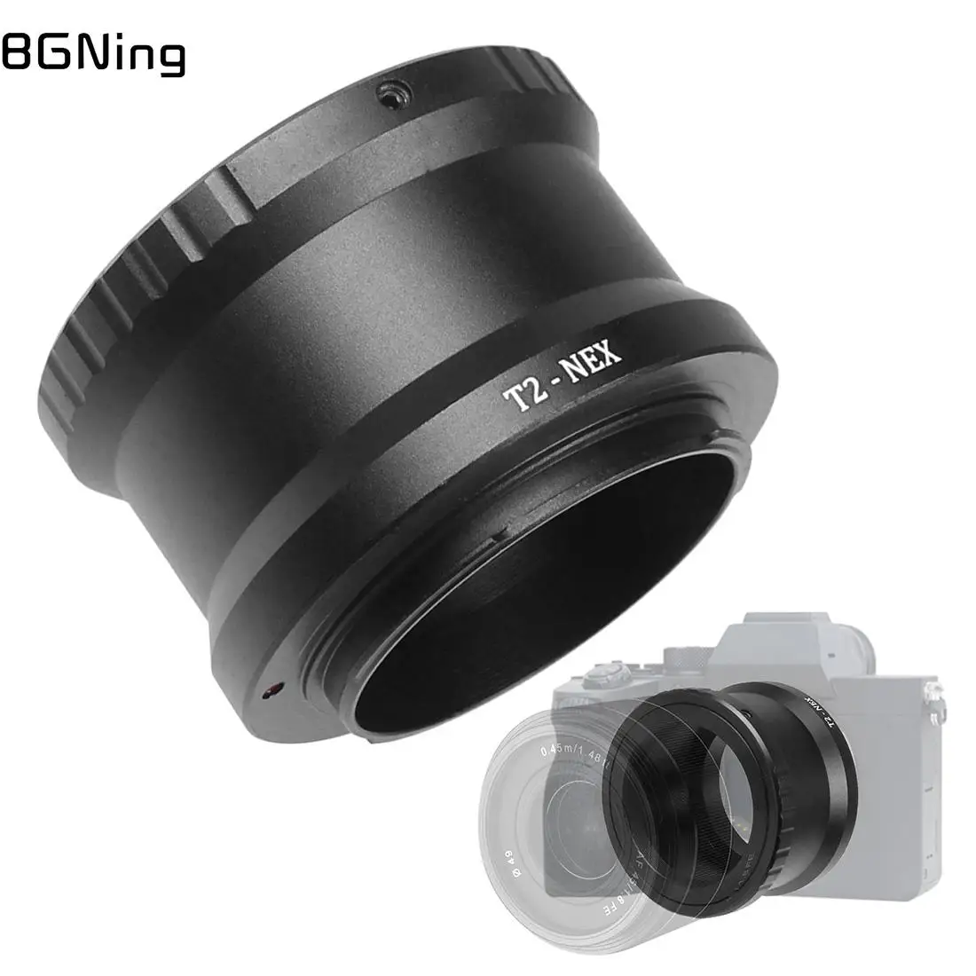 

BGNing T2-NEX Telephoto Telescope Mirror Lens Adapter Ring for Sony NEX E-Mount DSLR Cameras to T2/T Mount Lens Accessories