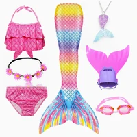 girls swimming mermaid tails bathing suit dress for girls can add monofin fin goggle with garland swimsuit swimwear
