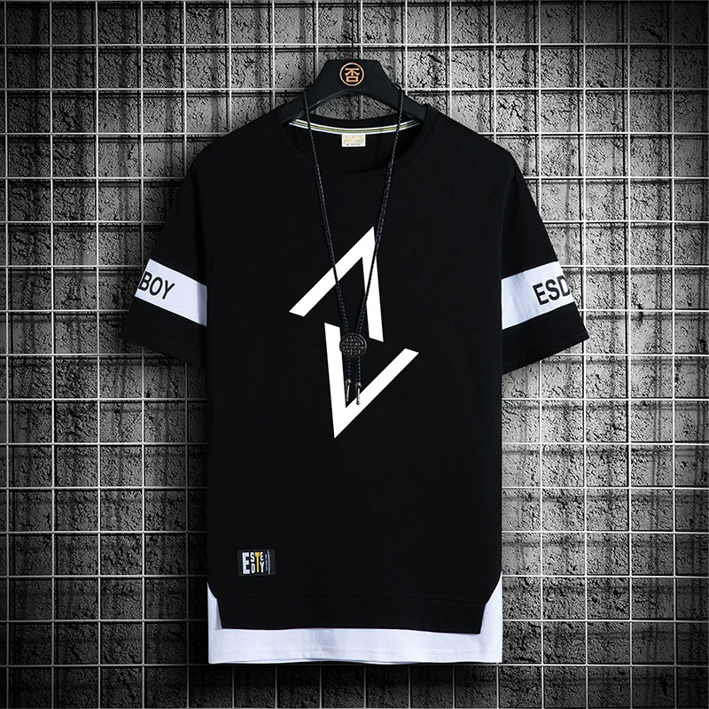 

New Summer Casual Men's Cotton Short-Sleeved T-Shirts Printed Tshirt Streetwear Daily Top Pullover Youth O-Neck Tees Clothing