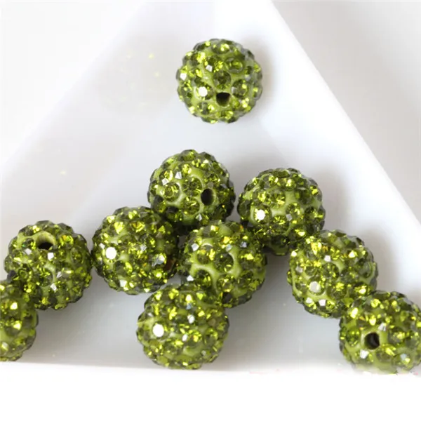 Olive Green 10 шт. Pave CZ Диско шар бусины для изготовления ювелирных изделий горный хрусталь кристалл разделитель бусины браслет аксессуары Кристалл Стразы Perlen - Цвет: Olive Green