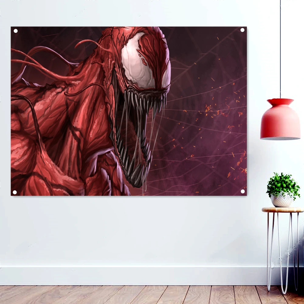 

Red Devil Scary Dark Art Flags Retro Wall Hanging Cloth Rock Band Death Metal Music Posters Skull Tattoo Banners Interior Decor