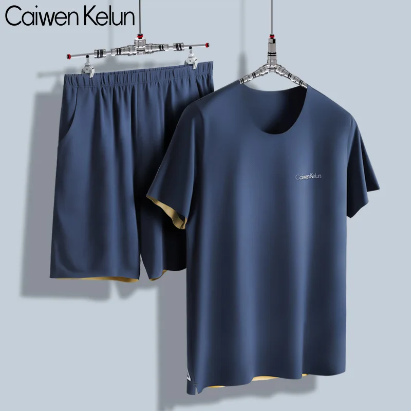 

Men's Home Service Pajamas Suit Summer Summer Thin Cotton Modal Short-sleeved Pajama Shorts Five-point Pants Trend