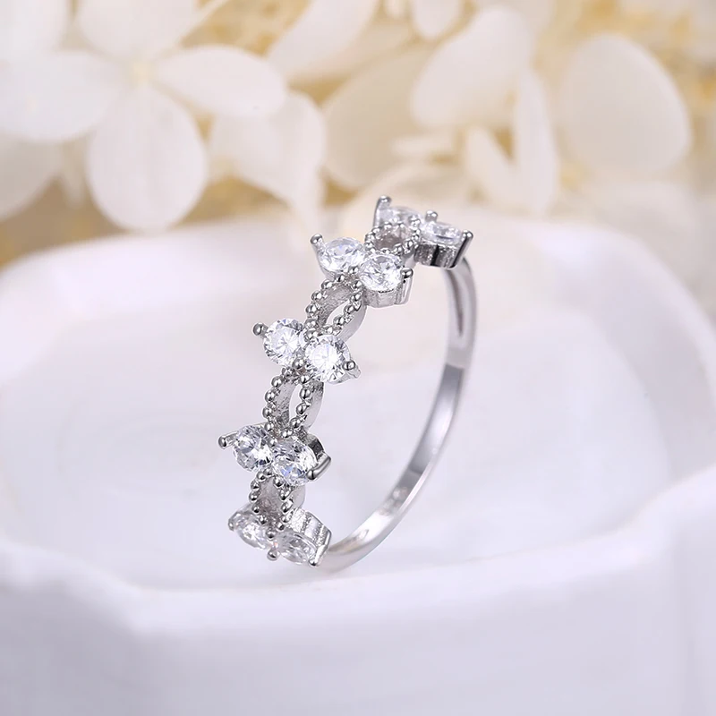Женское Обручальное Кольцо PHOEBEJEWEL Настоящее серебро 925 пробы с прозрачным
