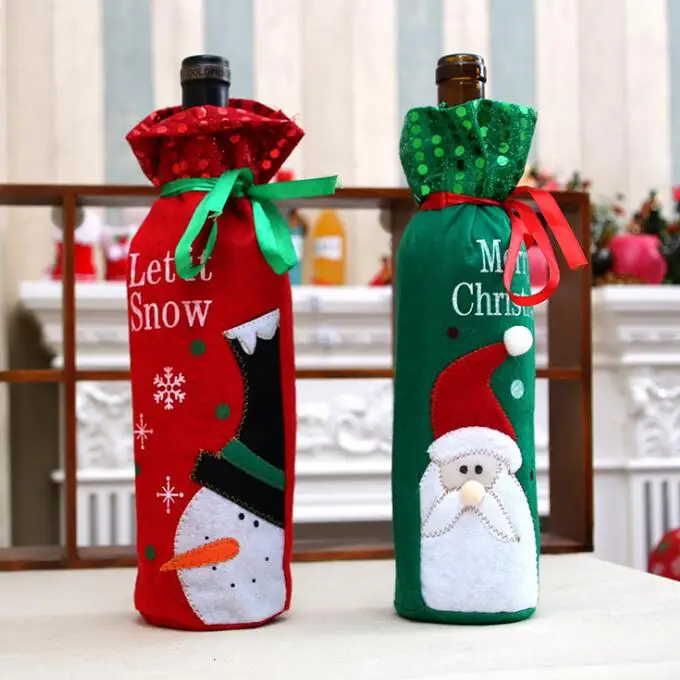 

1pc Red Wine Bottle Set Cover Bags Christmas decorations Christmas Gift Bag Celebration Supplies