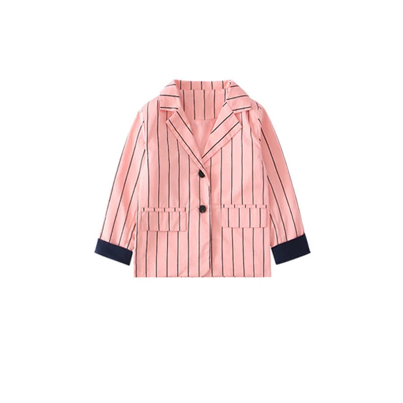 Jacket Блейзер для девушек, костюмы, костюм+ штаны, 2 предмета, г., комплект для свадебной вечеринки, черно-белый блейзер в Вертикальную Полоску для девочек 4-13 лет - Цвет: Jacket