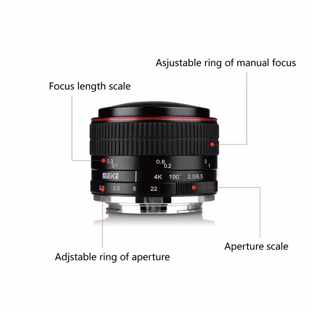 Meike 6,5 мм ультра широкий объектив f/2,0 рыбий глаз для Nikon N1 беззеркальная Камера J1/J2/J3/J5/V1/V2+ Бесплатный подарок