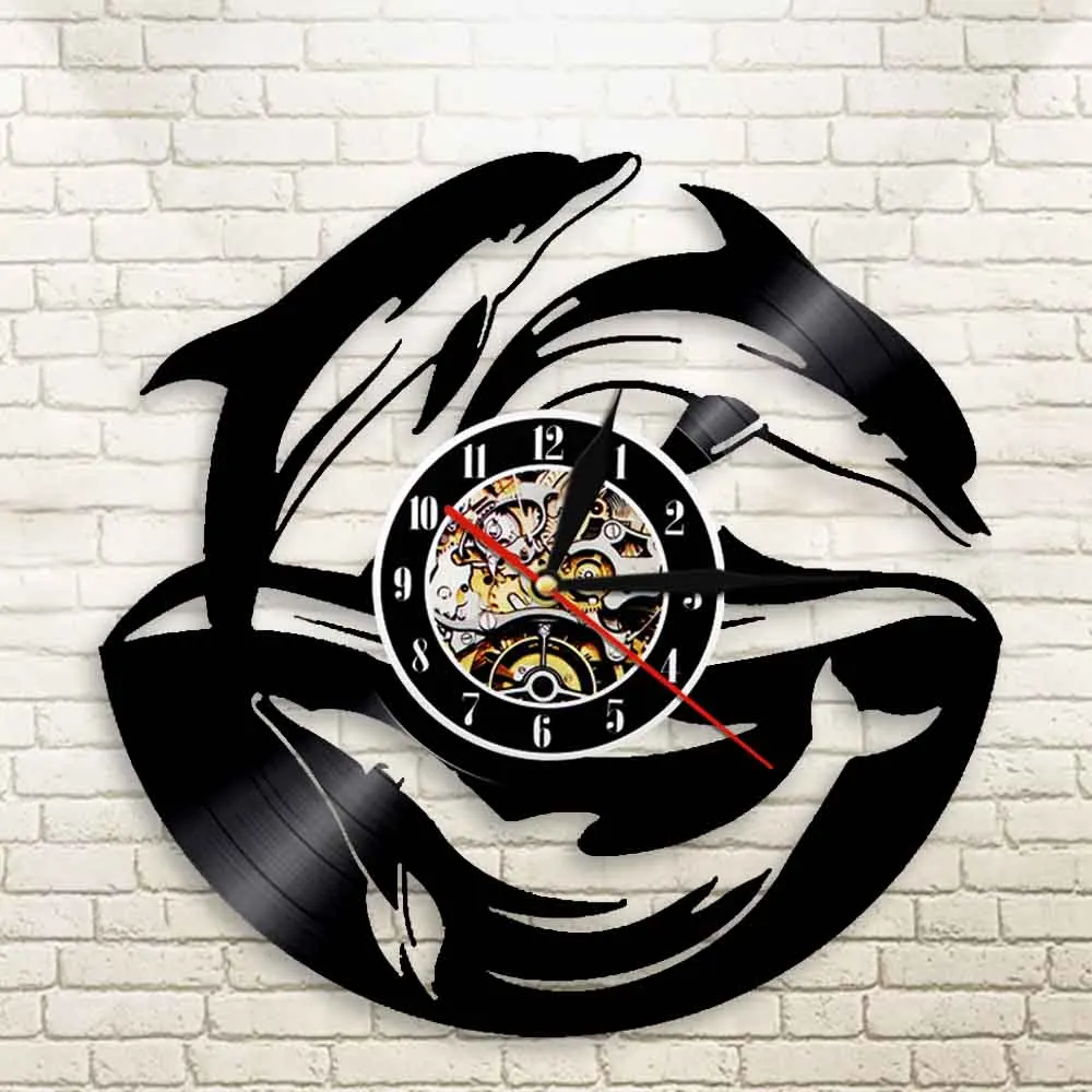 Настенные часы с виниловой пластиной Подводные украшения для детской комнаты