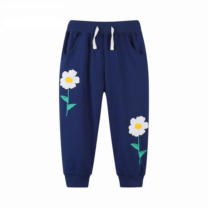 

Autumn Children Kids Girls Casual Flowers Pants Spring Cartoon Baby Toddle Boy's Full Length Trouser Cotton Clothes