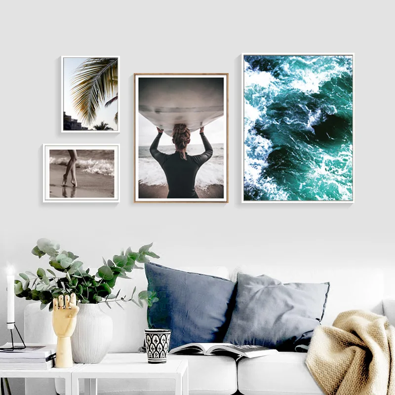 Плакат с Естественным ландшафтом и принтом пляжных листьев плакат печать на