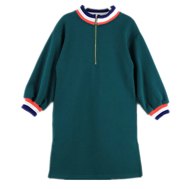 Повседневное Хлопковое платье-свитшот с длинным рукавом на Возраст 4-16 лет |