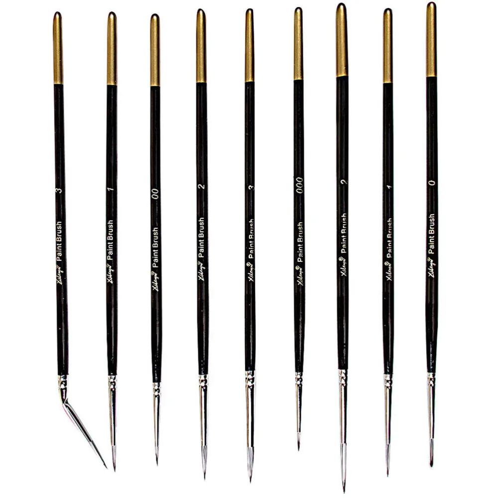 

9pcs Artist Professional Paint Brushes Nylon Detailing Paint Brush Liner Brush