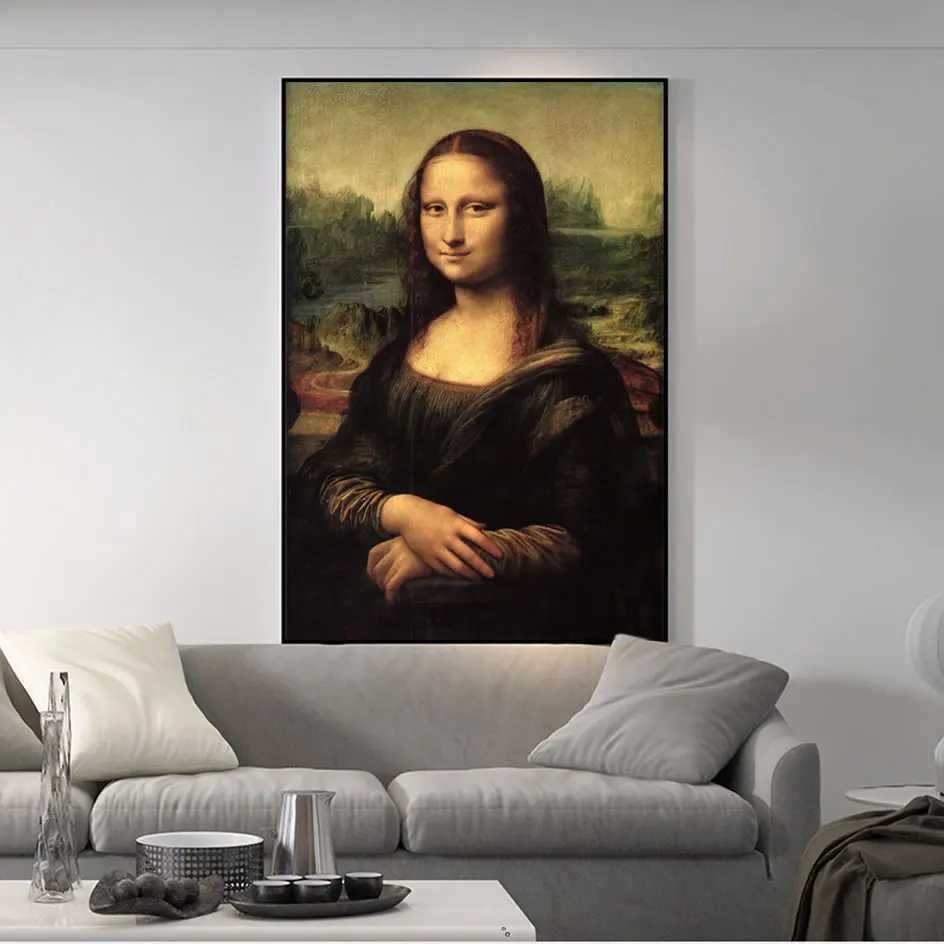 

Smile Of Mona Lisa Portrait Canvas Art Painting Reproductions Classical Da Vinci Famous Art Prints For Living Room Cuadros Decor
