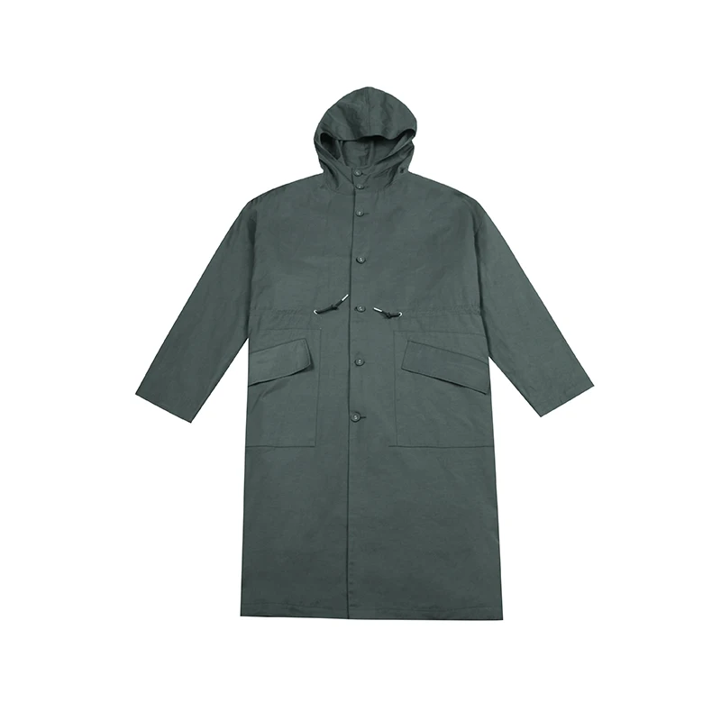 

New Men Hooded Loose Casual Trenchcoat Windbreaker Japan Korea Streetwear Vintage Young Male Trench Jacket Outerwear Overcoat