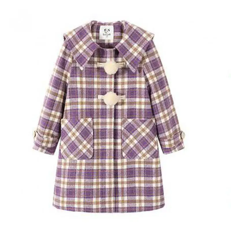 

Lovely Toddlers Girls Plaid Print Long Jackets Fashion Single Breasted Outerwear Kid Children Outdoor Windbreakers Coats Clothes