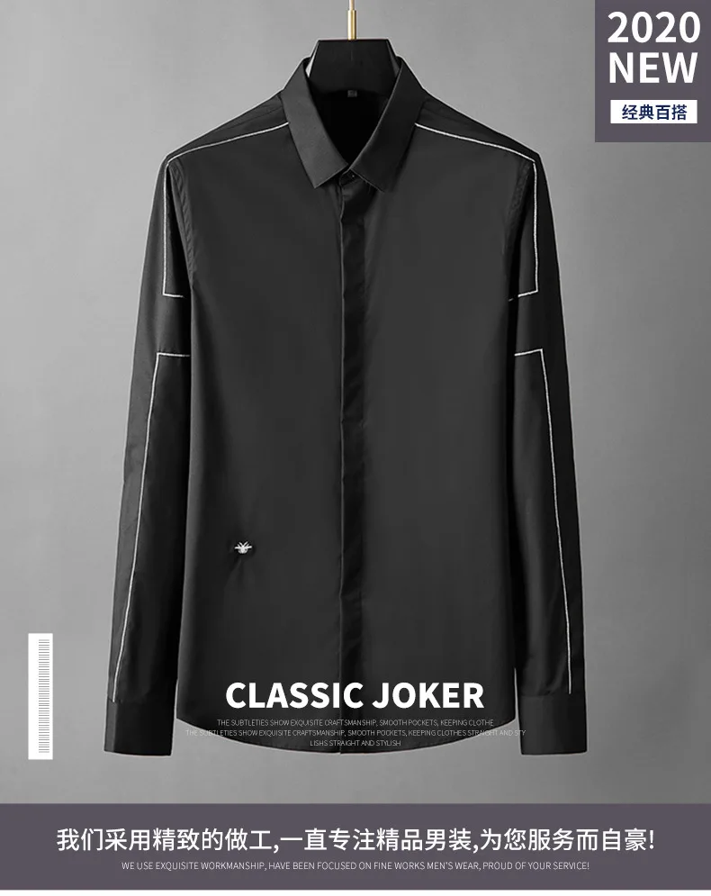 

New men's long-sleeved creative shirt high-end casual embroidery long-sleeved shirt men dress shirt mens shirts