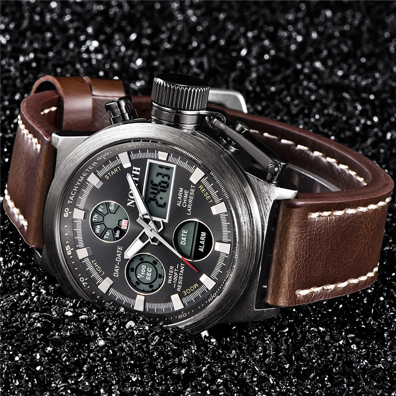 Часы мужские кварцевые с кожаным ремешком водонепроницаемые | Наручные часы