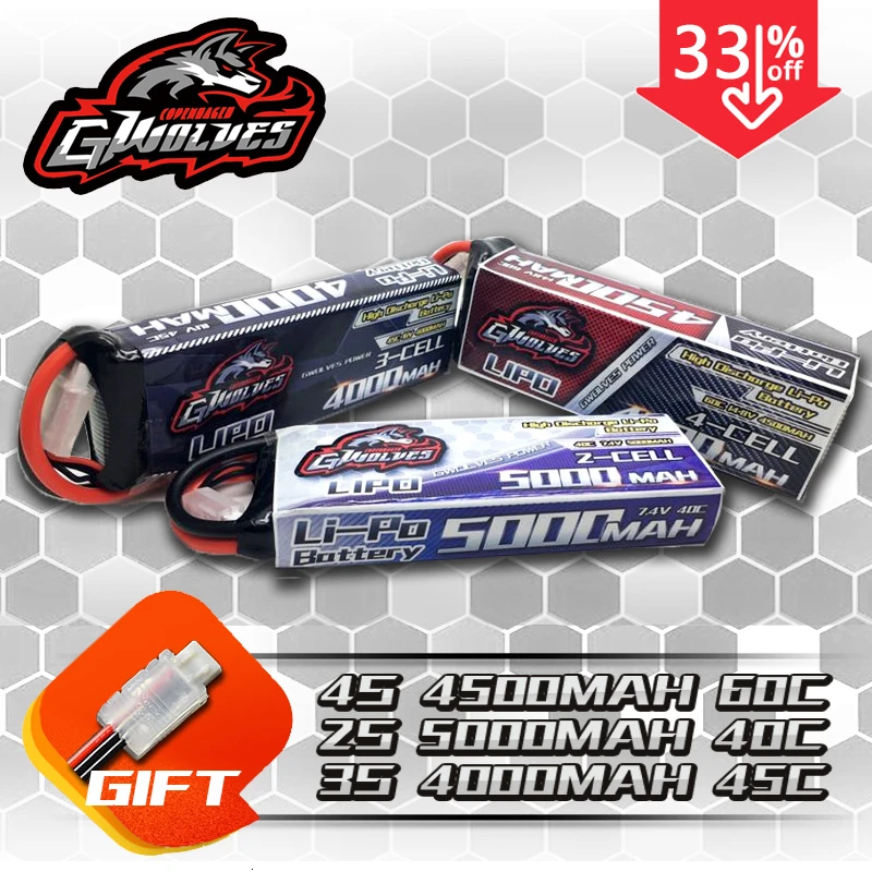 Высокое качество гоночный RC lipo аккумулятор 2s 7,4 V 5000mah 40c 3s 11,1 V 4000mah 45c 4S 14,8 V 4500mah 60c RC автомобиль Лодка Самолет Квадрокоптер