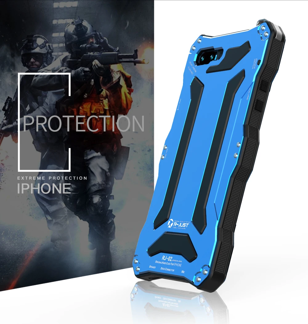 3-Proofs металлический+ силиконовый чехол для Apple iPhone 6 6S 7 8 Plus жесткий чехол военный класс чехол Оболочка Полная защита Спорт