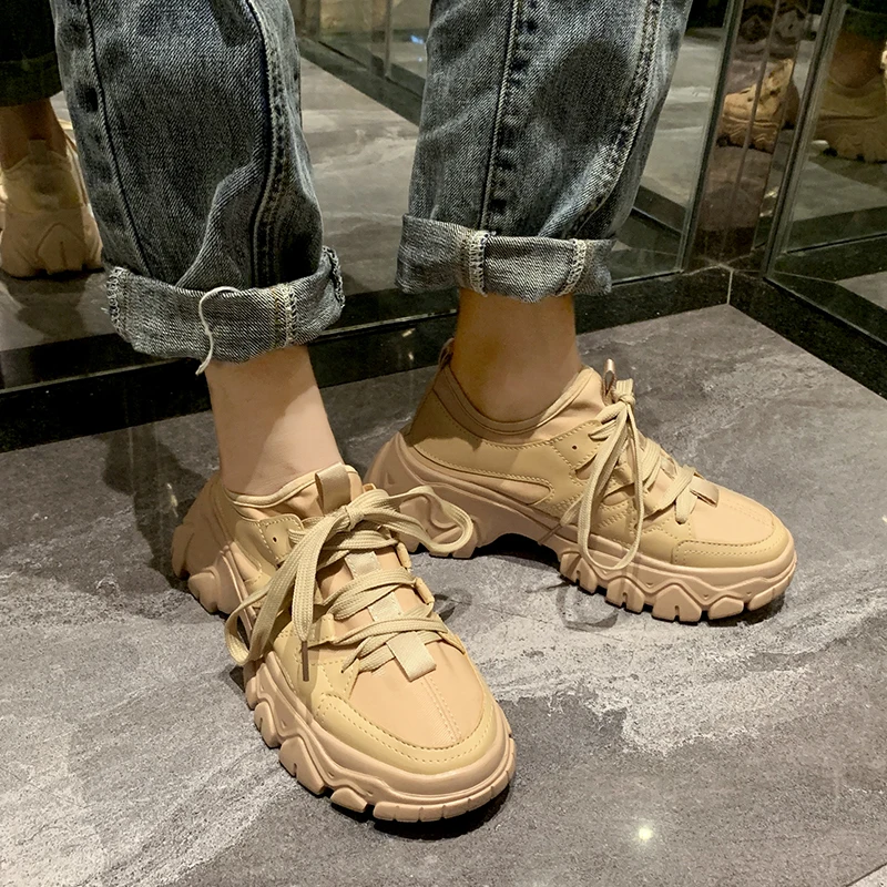 khaki-2 YRRFUOT/модная обувь для женщин; удобная обувь на шнуровке; женская Вулканизированная обувь; zapatillas mujer; коллекция года; женские кроссовки - Цвет: khaki-2