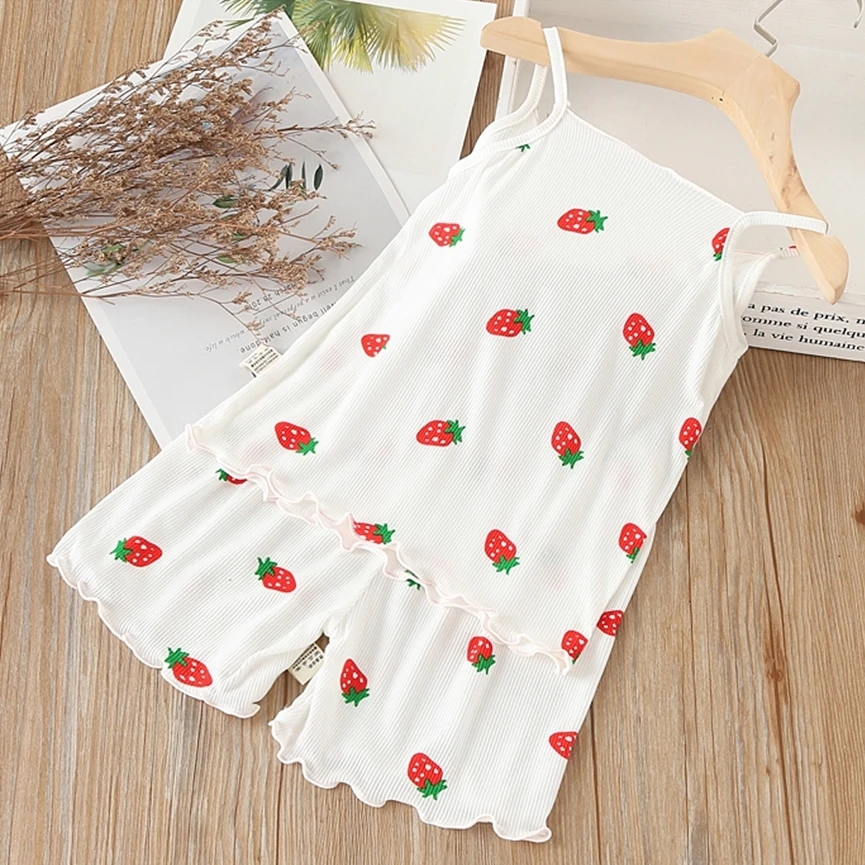 Одежда для маленьких девочек комплекты одежды сна милый жилет на бретелях без