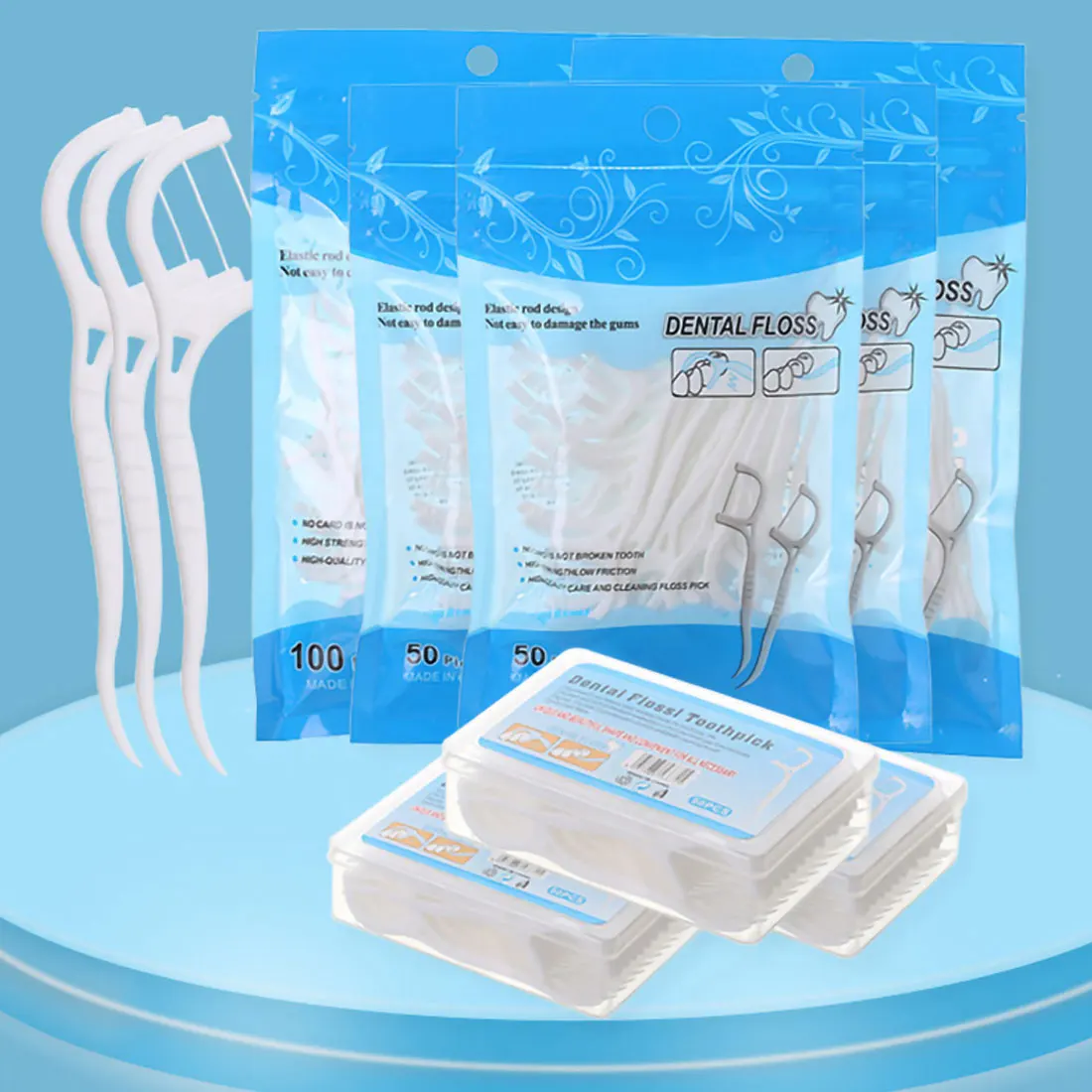 

50/100pcs Dental Floss Picks Toothpick Dental Flosser Tooth Cleaning Interdental Brush Teeth Stick Oral Hygiene Care