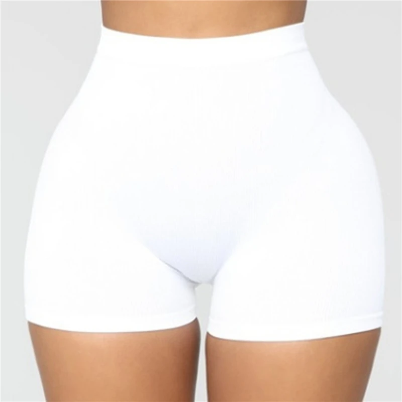

2020 Summer Hot Women Casual High Elastic Waist Tight Fitness Slim Skinny Dancing Shorts Solid Color Female Girl Exercise Shorts