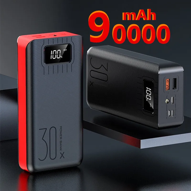Портативное зарядное устройство мощное 90000 мАч мобильный телефон внешний