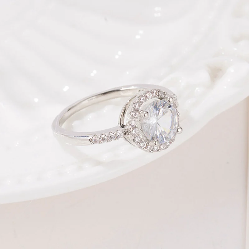 Классические роскошные обручальные кольца женские круглые стразы AAA Премиум