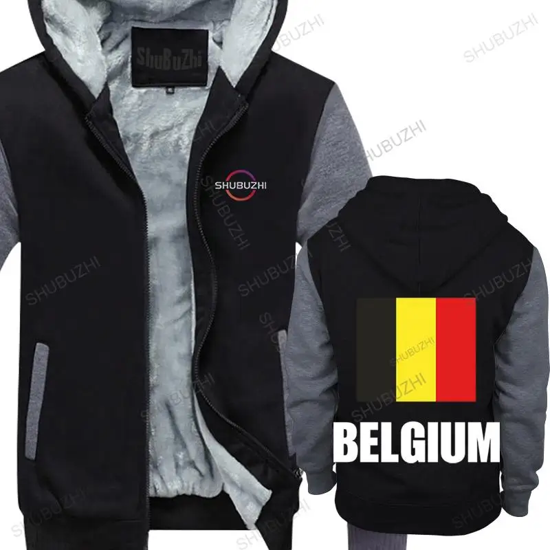 

hot sale cotton thick hoody black jacket brand clothing Belgian National Flag unisex warm hoodie high quality hooded zipper