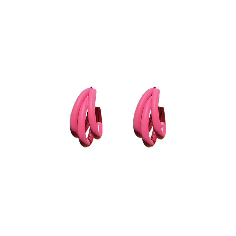 

Korea Cute Candy Color Circle Earrings Simple 2021 New Fashion Personality Fresh Multi-layer Color Circle Earrings Women