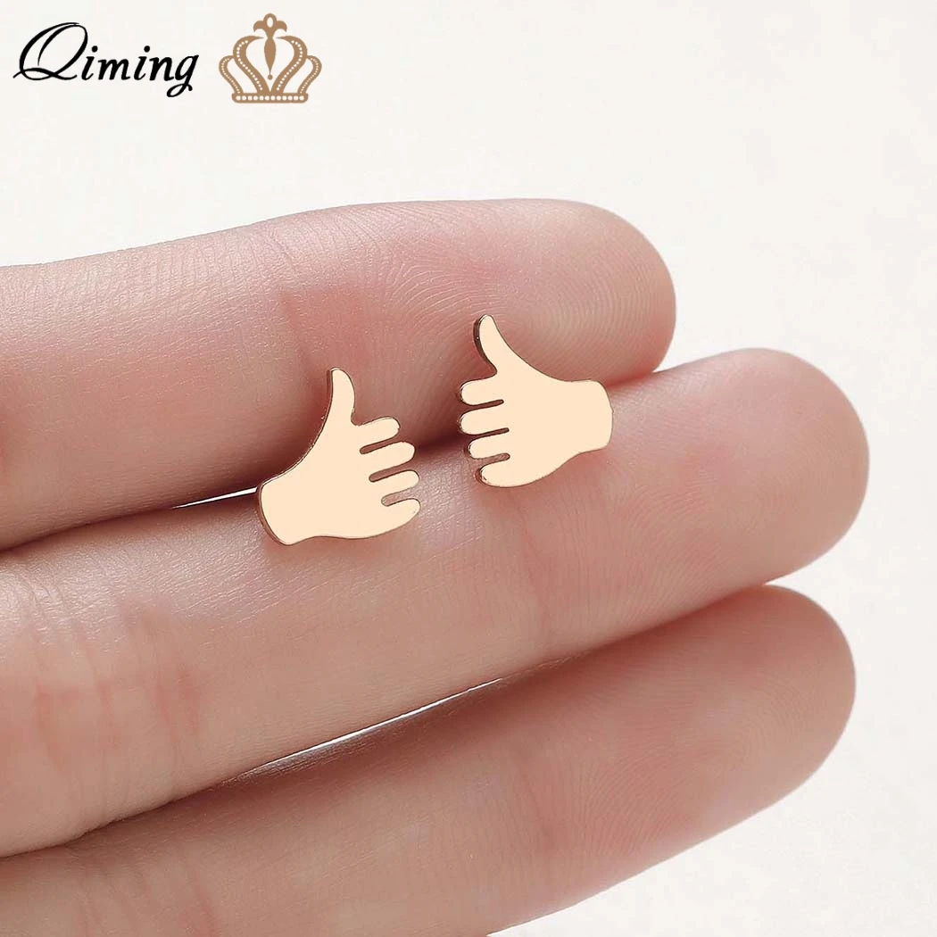 QIMING хорошие Золотые женские серьги с большим пальцем подарок на день рождения