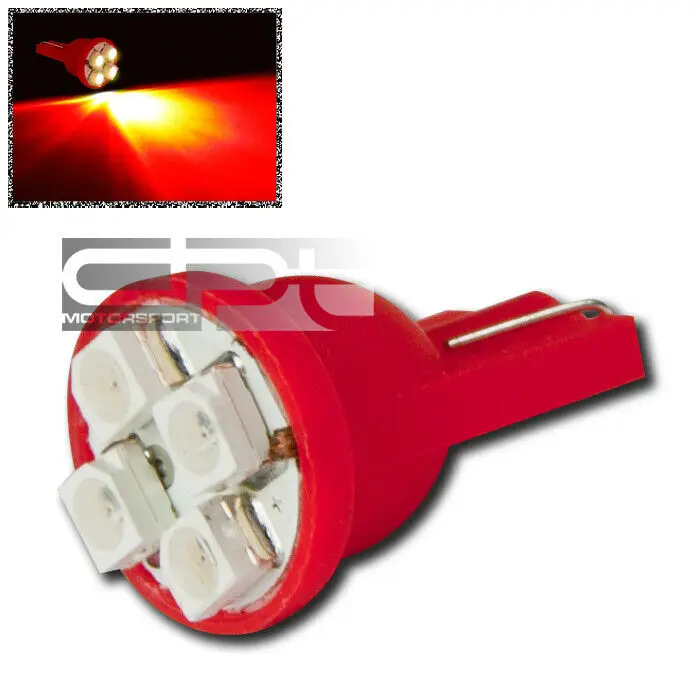 T10 3528 194/W5W 4 SMD BRIGHT RED LED INTERIOR MAP/DOME/TRUNK WEDGE LIGHT/BULB