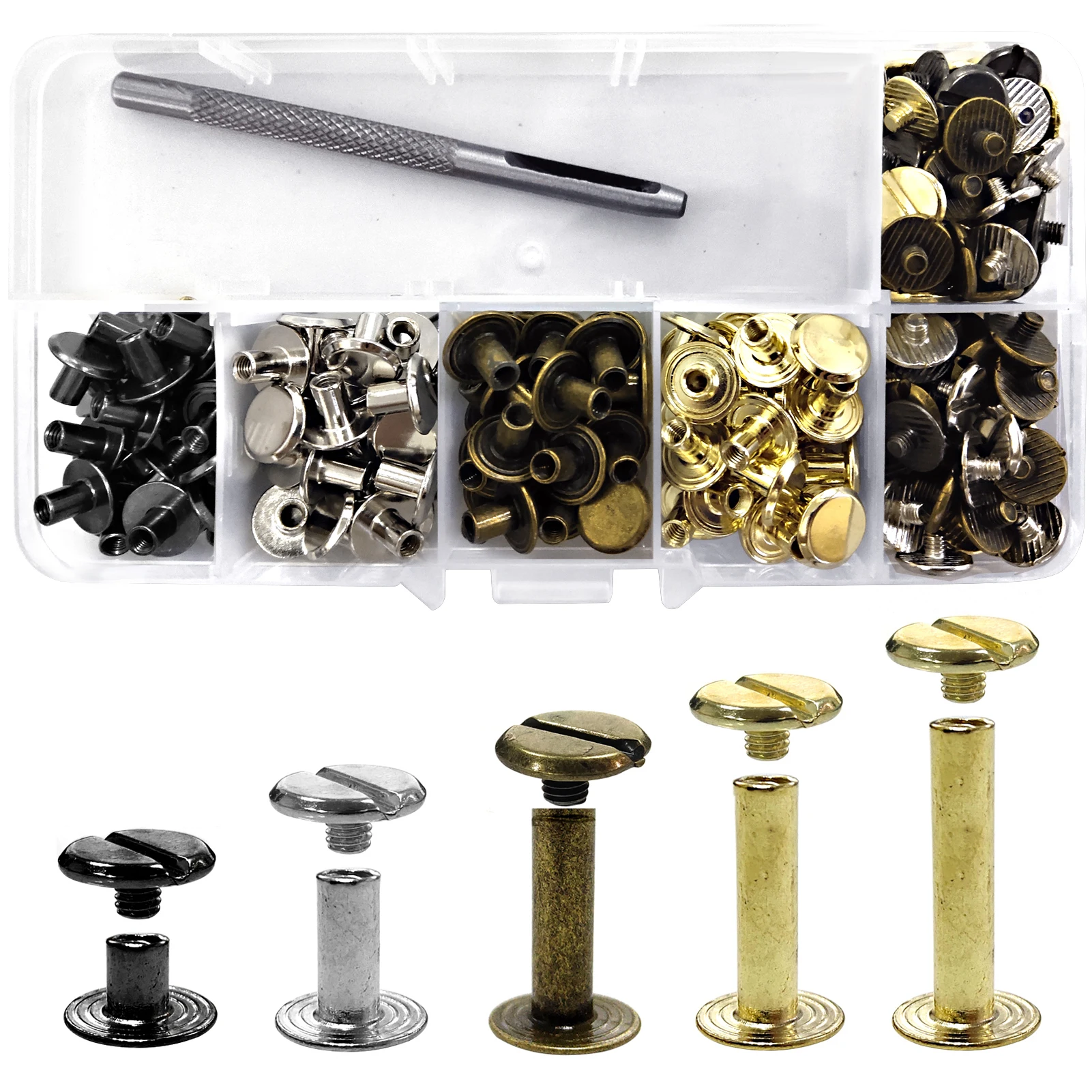 Leather Craft Kits Chicago Screws Solid Round Head Nail Studs Rivets Bolt For Luggage Clothes Bag Strap Shoes Belt Decorations