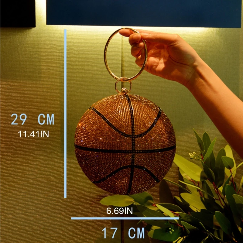 

J60D Women Glitter Basketball Prom Handbag Ladies Wedding Party Evening Clutch Banquet Purse Shoulder Bag