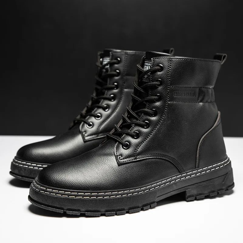 

2020 Fashion Winter Men Boots For Martin Boots Black Ankle Winter Shoes Non-slip Motorcycle Boots Snow Boots Hiking Shoes