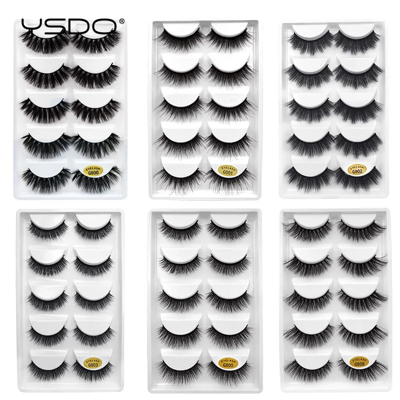 Ресницы норковые накладные YSDO 10 пар 3d для наращивания 50 пар|Накладные ресницы| |