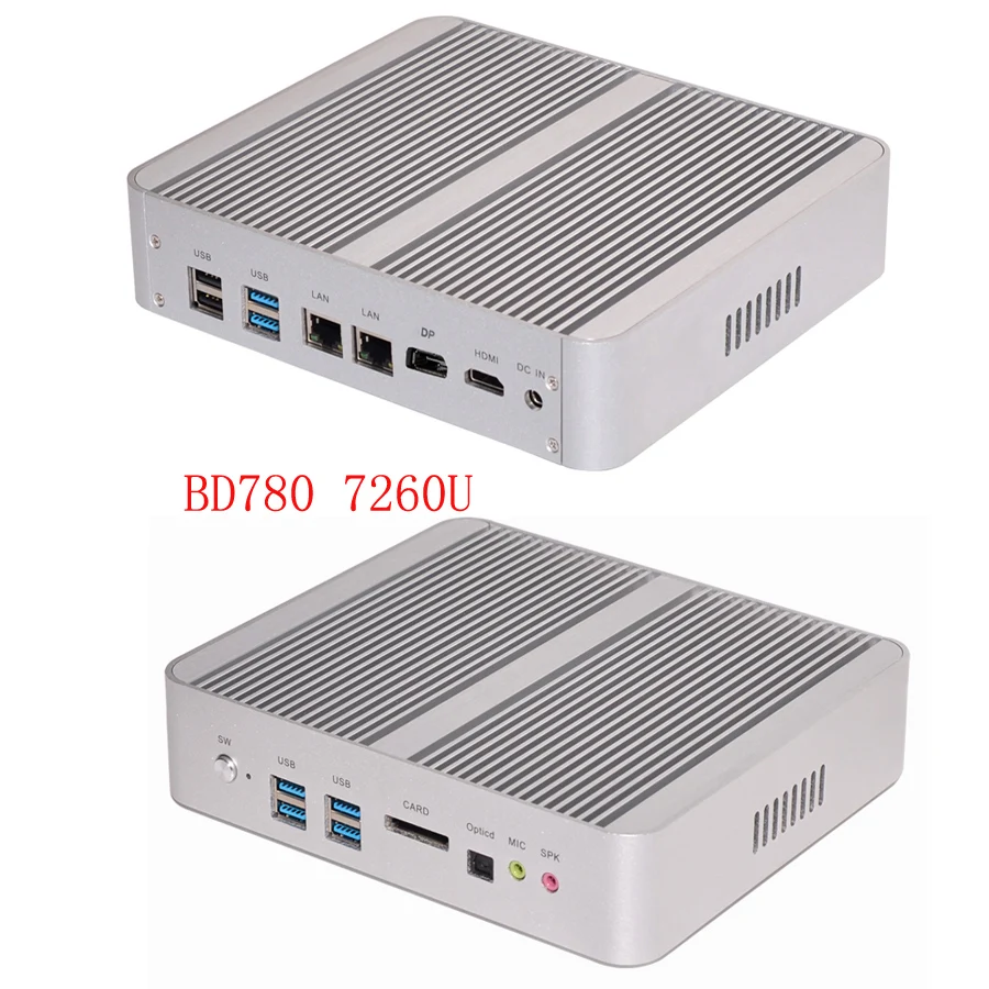 Безвентиляторный мини компьютер Intel i7 8565U/6567U i5 8265U/7260U 2 * DDR4 Msata + M.2 PCIE ПК Windows 10 HTPC Nuc