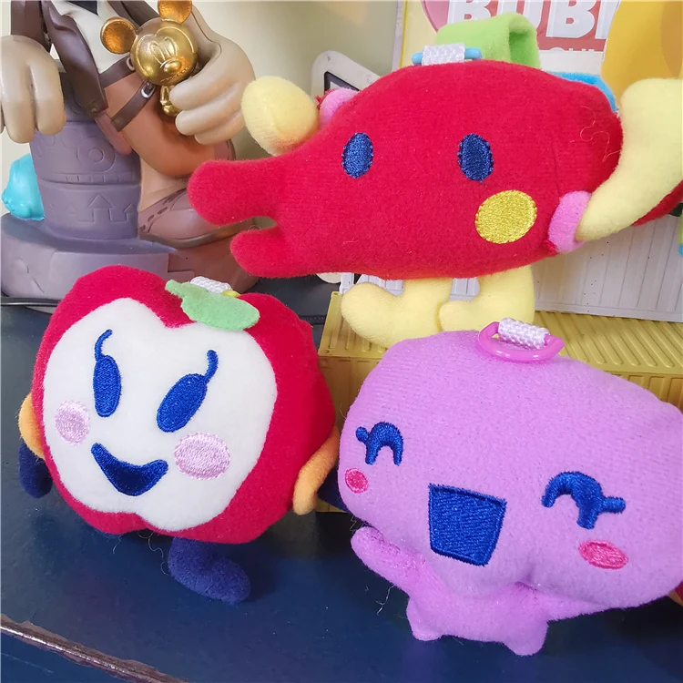 bandai tamagotchi keychains cute tamagotchi pets plush dolls cartoon protective sleeve pendant keyring mini pets toys kids gift free global shipping