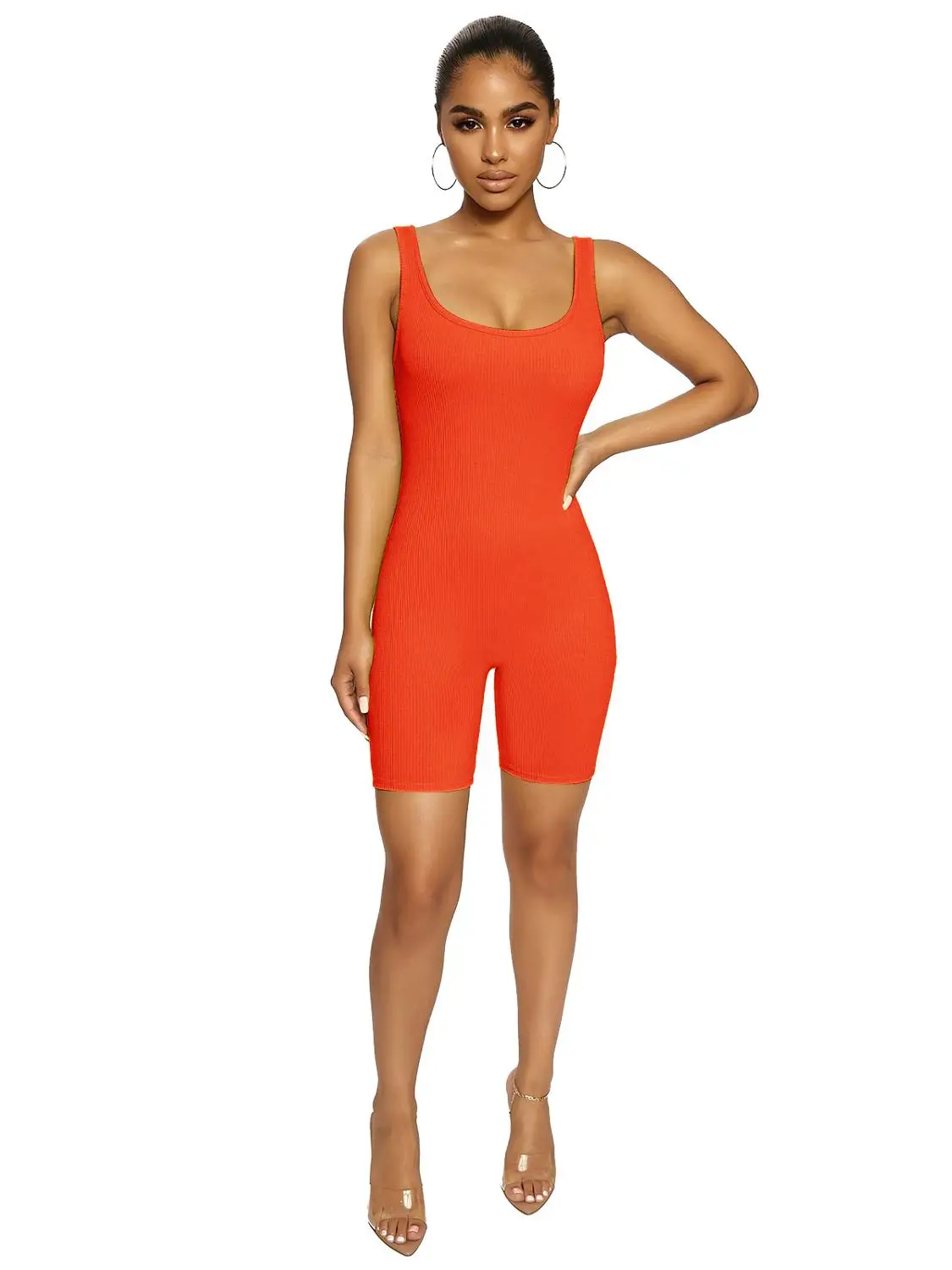 

2020 Summer New Sexy Sleeveless Bodycon Playsuits Women Clothes Solid Color Slim Bandage Female Overalls Rompers Sport Clothes