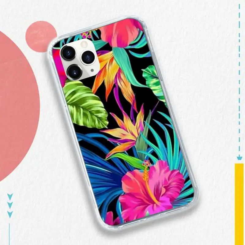

Retro Colorful Flower Leaf Phone Case for iPhone 11 12 pro XS MAX 8 7 6 6S Plus X 5S SE 2020 XR