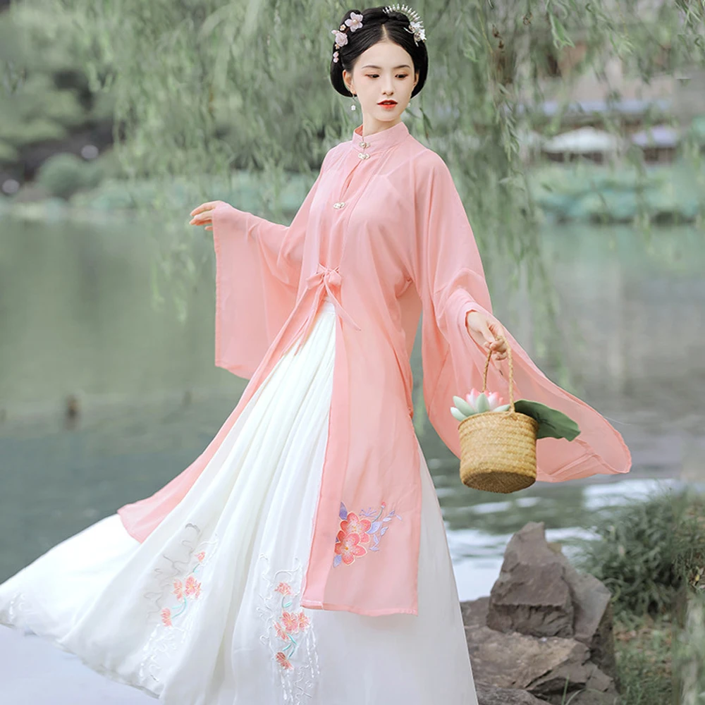 Hanfu Women Chinese Traditional Pink Dress Dance Costume Cosplay Fairy Vintage Dresses Plus Size Skirts Femme |