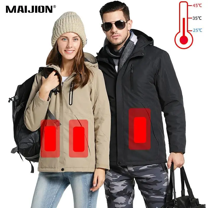 

Men Women Down Cotton Hiking Jackets Keep Warm Waterproof Skiing Fleece Coats Winter Couples Heated Jackets Hooded Windbreaker