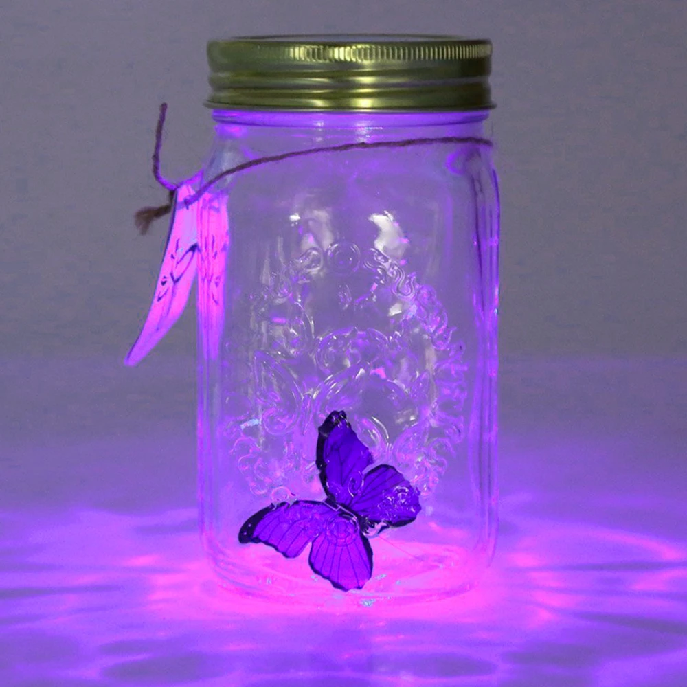 LED Light Butterflies Jar With Lamp Romantic Glass LED Lamp Butterflies In A Jar Children Gift Home Decoration 17x9x9cm