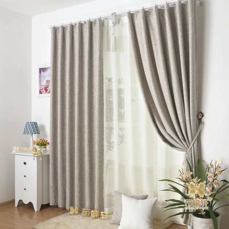 Занавеска s для гостиной столовой спальни льна чистый цвет высококачественный