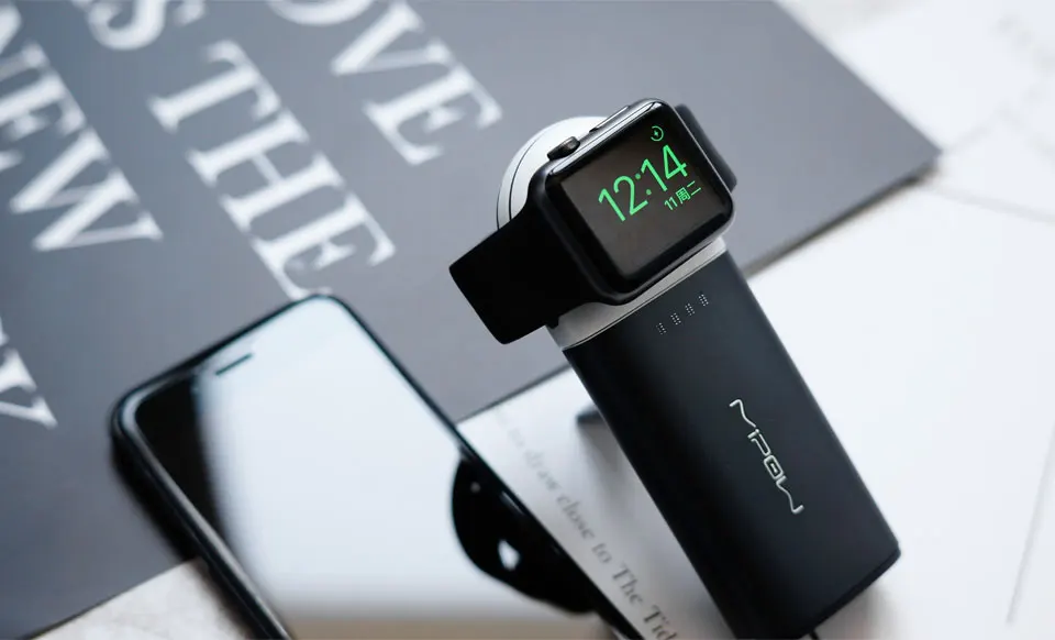 MIPOW Беспроводное зарядное устройство для Apple Watch портативное зарядное устройство со встроенным кабелем Lightning для iPhone X XS 8 Быстрая зарядка iWatch