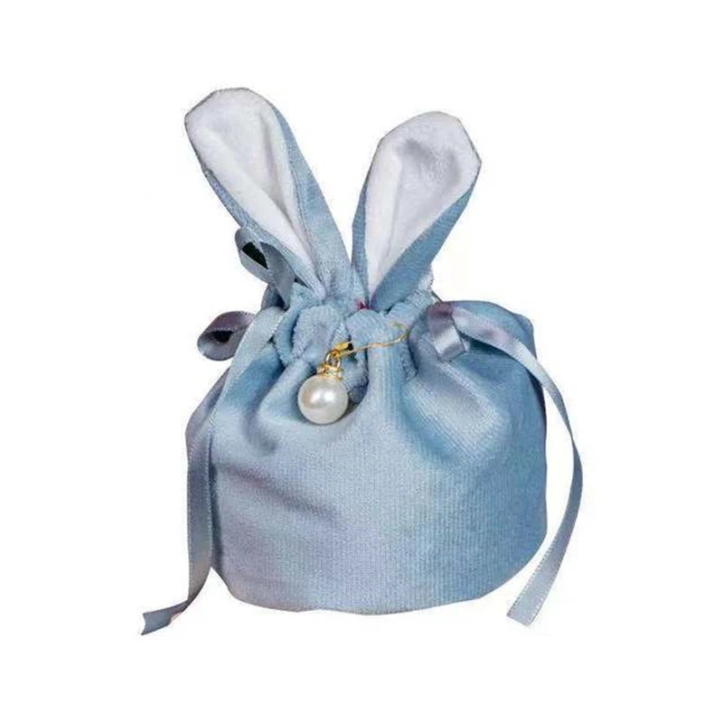 

Cartoon Rabbit Ears Velvet Bags Baking Easter Candy Cookie Packaging Bag Happy Easter Party Self-Adhesive Gift Bag for Cookies
