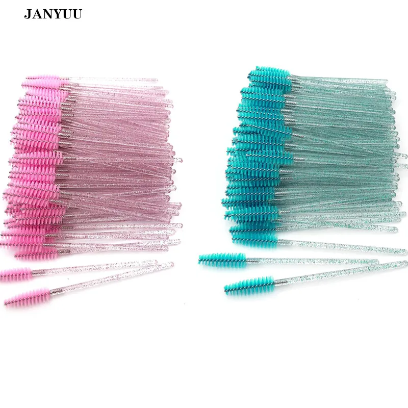 Good Quality Disposable 1000 Pcs/Pack Crystal Eyelash Makeup Brush Diamond Handle Mascara Wands Eyelash Extension Tool